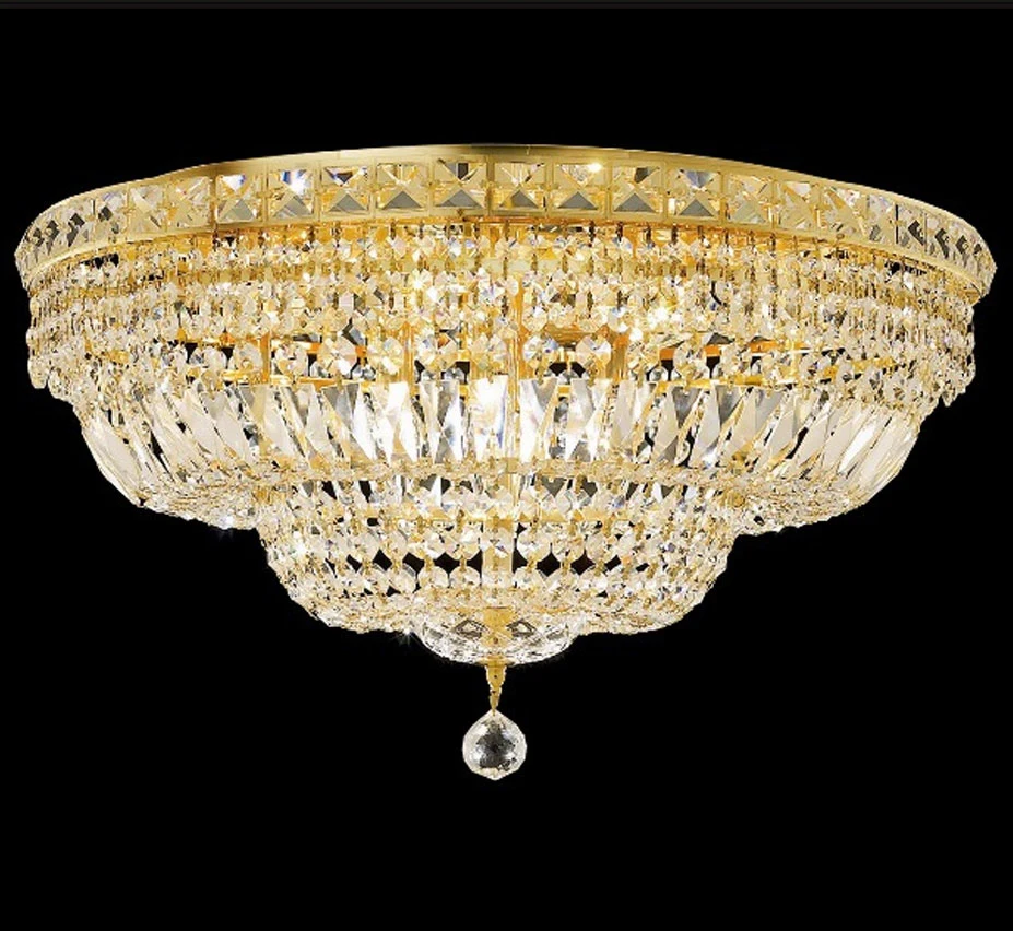 High Quality Golden Luxury K9 Crystal Custom Rain Drop Lighting Designer Iron Bedroom Factory Ceiling Light for Living Room