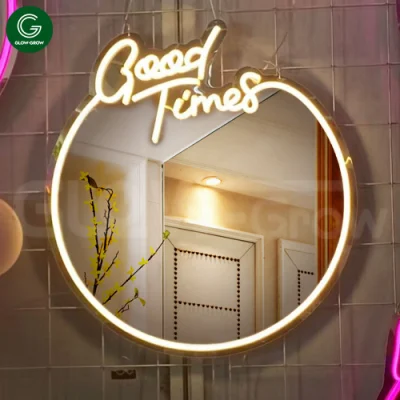 Good Times Mirror Neon Sign Custom LED Night Light pour la décoration murale de mariage de chambre à coucher à la maison